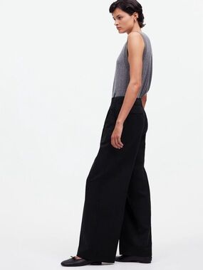 NWT Madewell Women’s Harlow Wide Leg Pant in Drapey Twill - True Black Size 2
